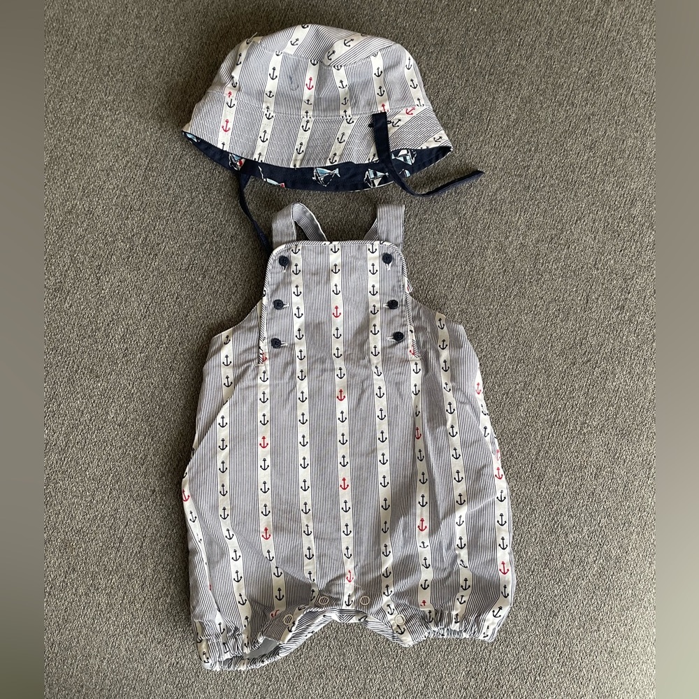 Janie and Jack romper with matching hat